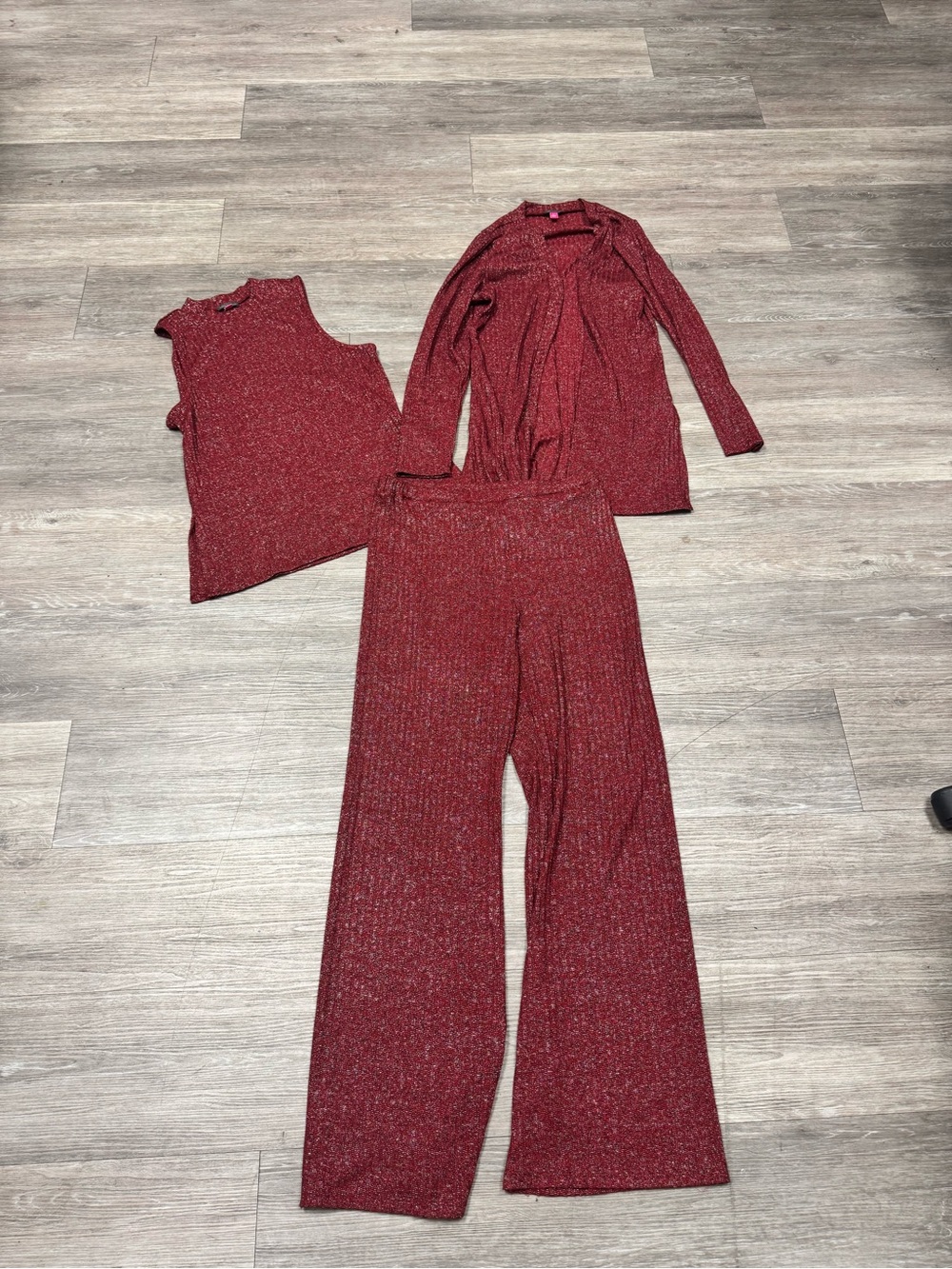 Vince Camuto Red Sparkle Knit 3 Piece Set